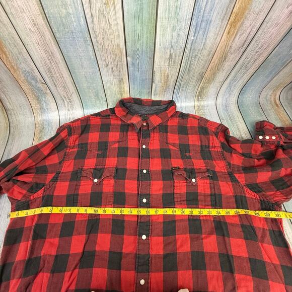 Ralph Lauren Polo Country Plaid Pearl Snap Shirt THRASHED Red Vintage XXL Retro - Picture 4 of 10